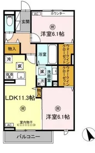 リアン朝霧【3階】の間取り