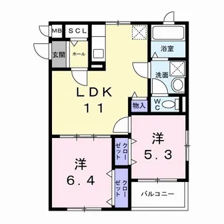 ヴェルナール赤羽【1階】の間取り