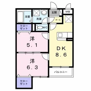 ヴェルナール赤羽【3階】の間取り