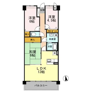 プラザハイツ二ツ屋A棟【3階】の間取り
