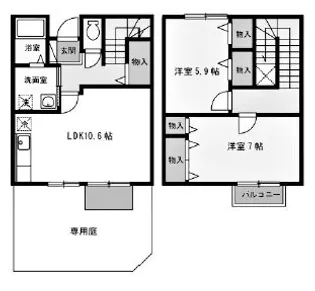 オーシャンローズ雲楽 壱番館【1階】の間取り