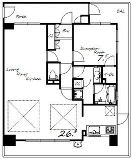 アルファステイツ塩屋駅前シーサイドテラス【3階】の間取り