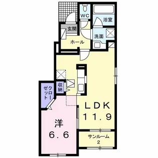 シーウエストII【1階】の間取り