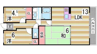 プラザハイツ二ツ屋F棟【1階】の間取り