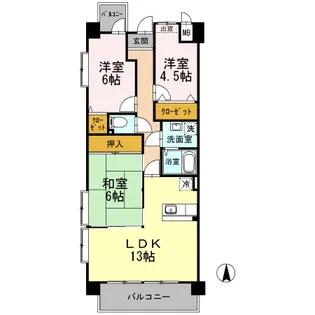 プラザハイツ二ツ屋B棟【3階】の間取り