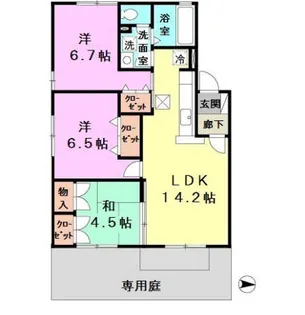 ガーデンコート車 B棟【1階】の間取り
