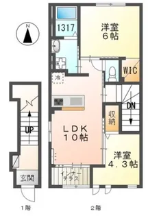 ハルカス ウエスト【2階】の間取り