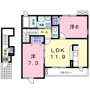 ウエストコートⅡ番館【2階】の間取り