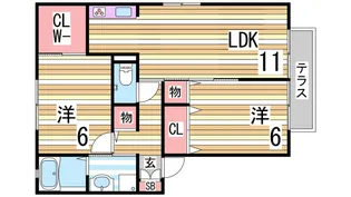 サンシャインヒルズB棟【1階】の間取り