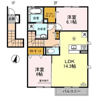 ヴィルヌーブサンティーエ【2階】の間取り