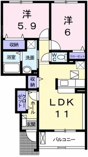 サンリットガーデンハウスN【1階】の間取り