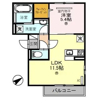 D-room ル・シャン・ドゥ・フルール【2階】の間取り