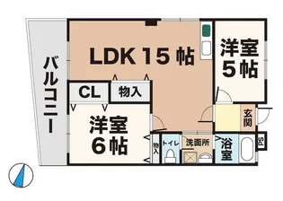 落合ハイツB棟【2階】の間取り