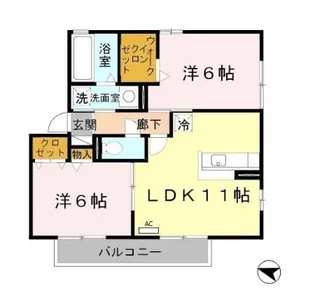 パレちくさ B棟【2階】の間取り
