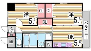 西舞子壱番館【5階】の間取り