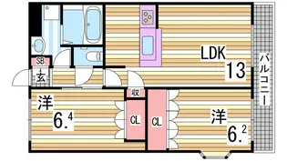コーポ・サカシタB棟【1階】の間取り