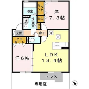 リバーハイム谷八木【2階】の間取り