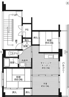 ビレッジハウス洲本1号棟【2階】の間取り