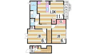 フリーデンハオス【2階】の間取り