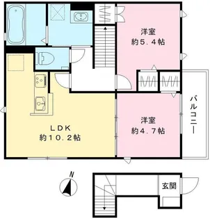 ソレイユ伊丹B棟【2階】の間取り
