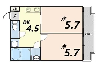 2DKの間取り画像