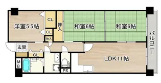 ボヌールソシア【4階】の間取り