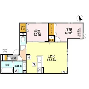 グリューネ塚口本町【2階】の間取り