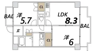 クラシス昭和通【2階】の間取り