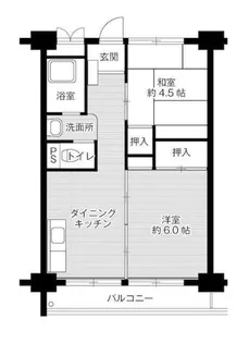 ビレッジハウス南清水タワー1号棟【2階】の間取り