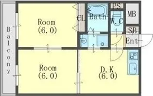 ド・ウェル瑞穂【2階】の間取り