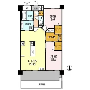 イーグル山手【1階】の間取り