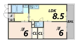 グランツ武庫川【3階】の間取り