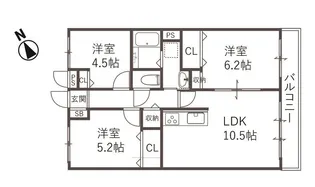 アメニティ大将軍【2階】の間取り