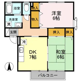 ローズヒップガーデン B棟【1階】の間取り