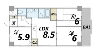ビューハイツ・プリムラ【3階】の間取り