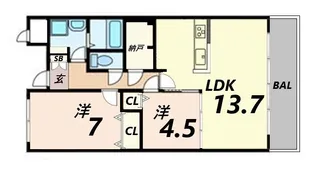 ピースコート園田【2階】の間取り