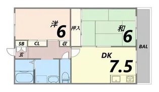 武庫之荘ガーデン【1階】の間取り