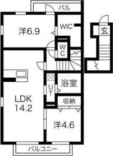 セジュール名和【2階】の間取り