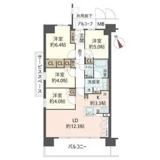 ジオ西宮コートテラス【5階】の間取り