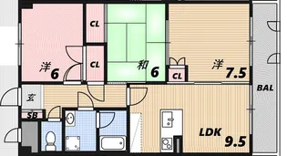 甚樹園マンション弍番館【3階】の間取り