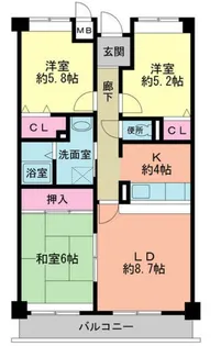 塚口コーストヒルズ【6階】の間取り