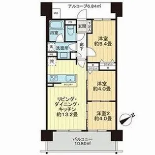 ライオンズクオーレ御幣島駅前ヴェルデ【7階】の間取り
