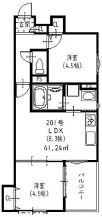 ラモーナ佃I【1階】の間取り