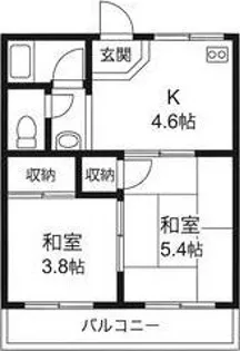 ハイツグリーンヒルB棟【1階】の間取り