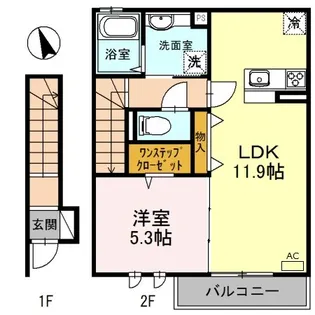 プランドール フク【1階】の間取り