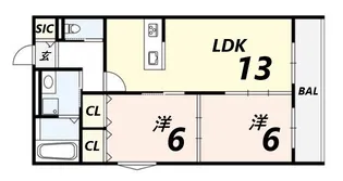 レジデンス ムコフルール【3階】の間取り