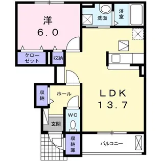クリスタル フェンテ I【1階】の間取り