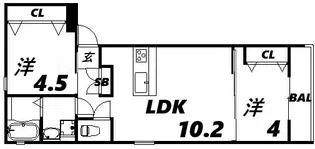 ブロンテ猪名寺【1階】の間取り