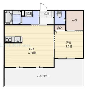 リブライフ春日 Ⅰ棟【A102号室】の間取り