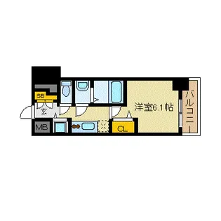 プレサンスタワー難波WEST【8階】の間取り